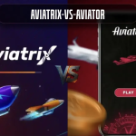Split image comparing "Aviatrix" and "Aviator" games. Left shows vibrant rockets; right features a phone with a plane and "Play" button. Central "VS" highlights the comparison.